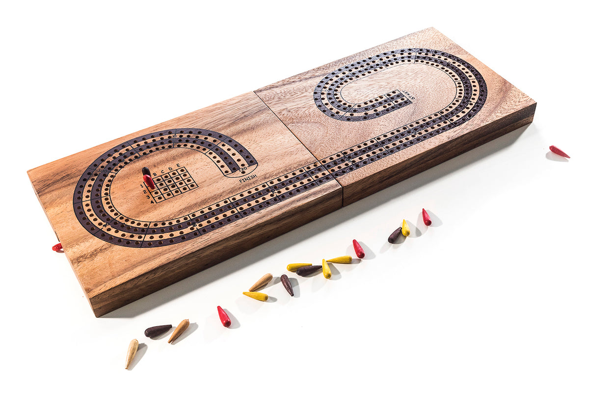 Quadruple the Fun! Wooden 4Track Cribbage Board Game Kubiya Games