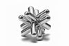 Silver geometric star-shaped puzzle on a white background