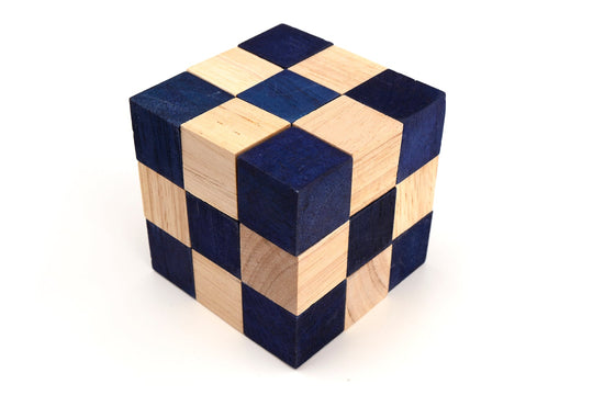 Blue Snake Cube Wooden Puzzle 
