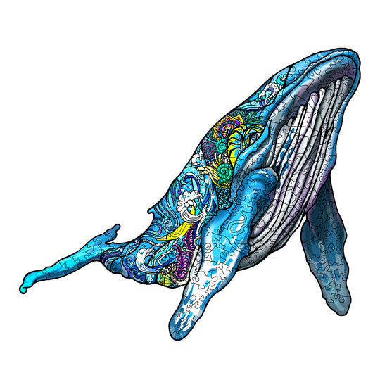 Blue Humpback Whale - Wooden Jigsaw Puzzle