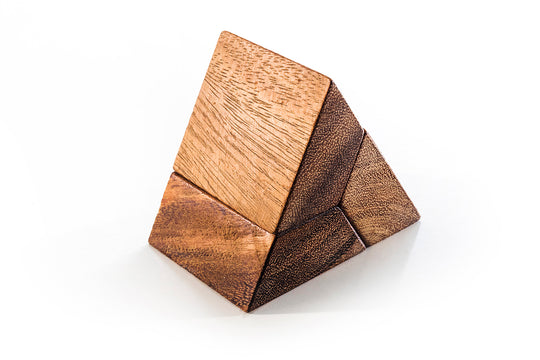 Wooden Pyramid Puzzle - three pieces tricky 