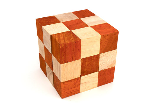 Orange Snake Cube Wooden Puzzle