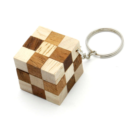 Snake Cube Wooden Puzzle Keychain